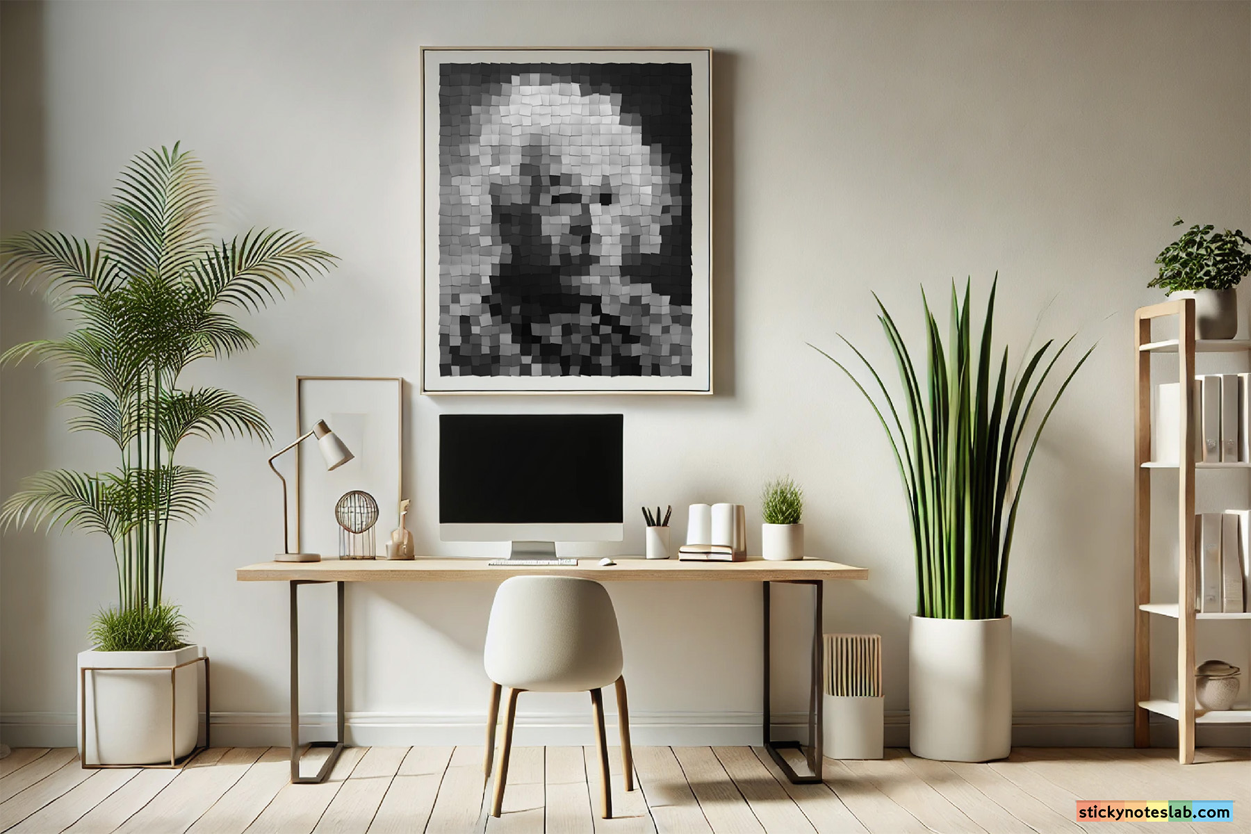 Mosaic of Post-it notes of Albert Einstein